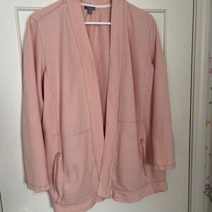 T by Talbots Pink French Terry Open Front Jacket Runs Large 1X
